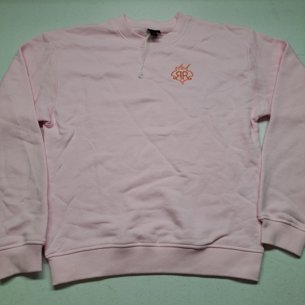 Roller Rabbit Womens Sweatshirt XS Pink Club Embroidered Logo Pullover 1998-320